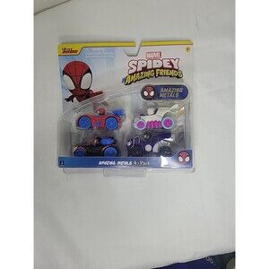 Marvel Spidey and his Amazing Friends Disney Junior Amazing Metals Cars 4 Pack